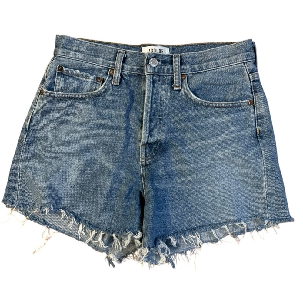 AGOLDE Parker Vintage Cut Off Denim Short Size 25 Raw Hem Frayed High Rise